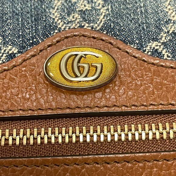 Gucci Ophidia Denim GG Monogram w/ Calfskin Leather Shoulder Bag - Preowned - Picture 7 of 15